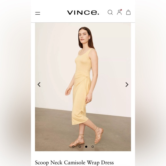 Vince Yellow Scoop Neck Camisole Wrap Dress - Picture 3 of 4